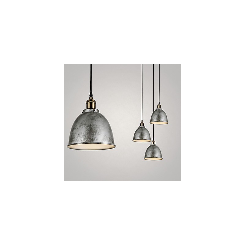 Lampada a sospensione vintage industriale in metallo, 1 luce, argento