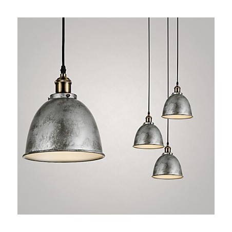 Lampada a sospensione vintage industriale in metallo, 1 luce, argento
