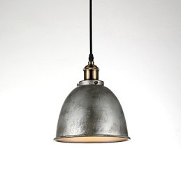 Lampada a sospensione vintage industriale in metallo, 1 luce, argento