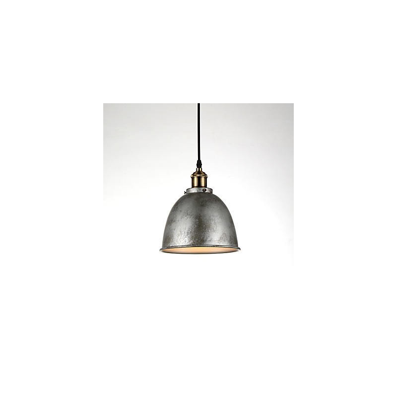 Lampada a sospensione vintage industriale in metallo, 1 luce, argento