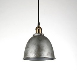 Lampada a sospensione vintage industriale in metallo, 1 luce, argento