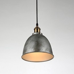 Lampada a sospensione vintage industriale in metallo, 1 luce, argento