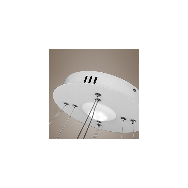 Lampada a sospensione LED moderna con 4 anelli doppi in acrilico bianco