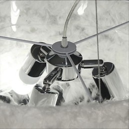 Lampadario moderno mini con piume bianco cromo 45 cm
