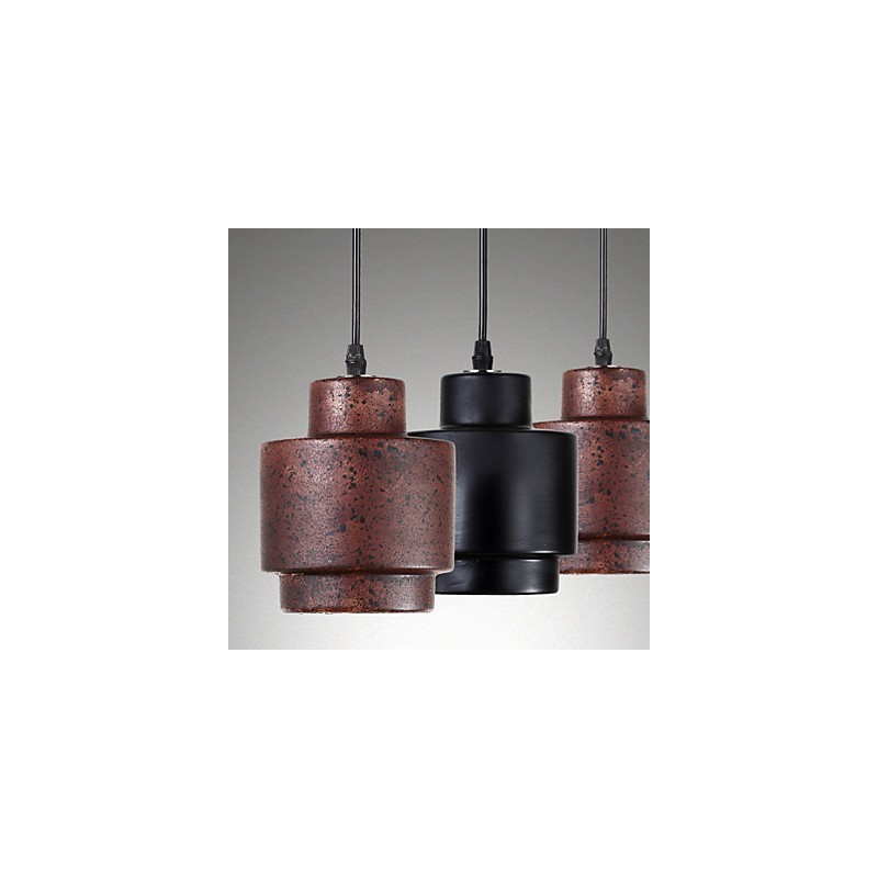 Lampada a sospensione in ceramica nera vintage Edison industriale