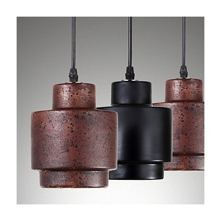Lampada a sospensione in ceramica nera vintage Edison industriale