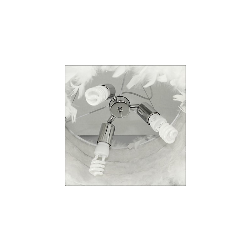 Lampadario moderno mini con piume bianco cromo 45 cm