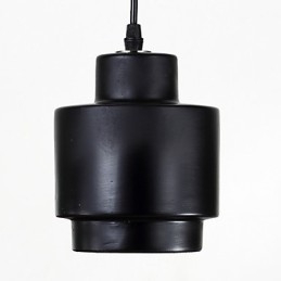 Lampada a sospensione in ceramica nera vintage Edison industriale