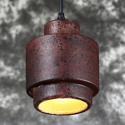 Lampada a sospensione in ceramica nera vintage Edison industriale