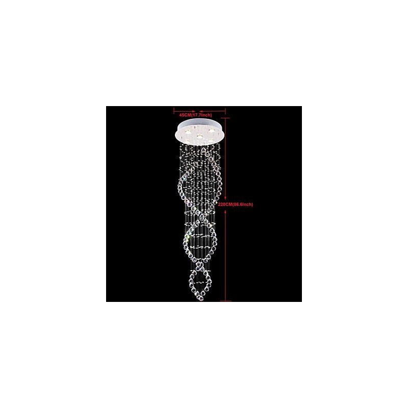 Lampada a sospensione in cristallo e metallo elettroplaccato, 1 lampadina GU10, 45 cm