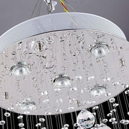 Lampada a sospensione in cristallo e metallo elettroplaccato, 1 lampadina GU10, 45 cm