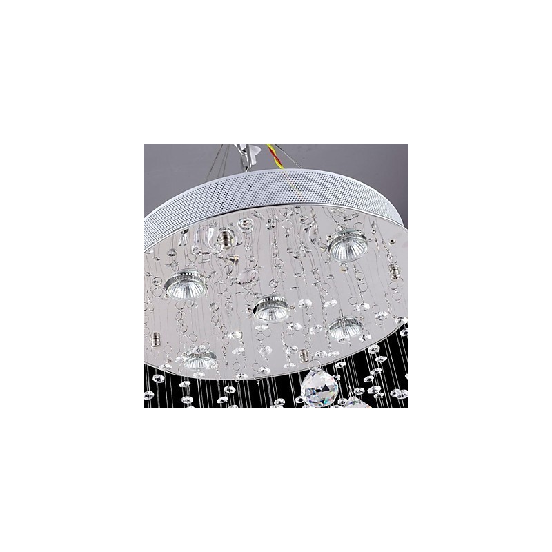 Lampada a sospensione in cristallo e metallo elettroplaccato, 1 lampadina GU10, 45 cm
