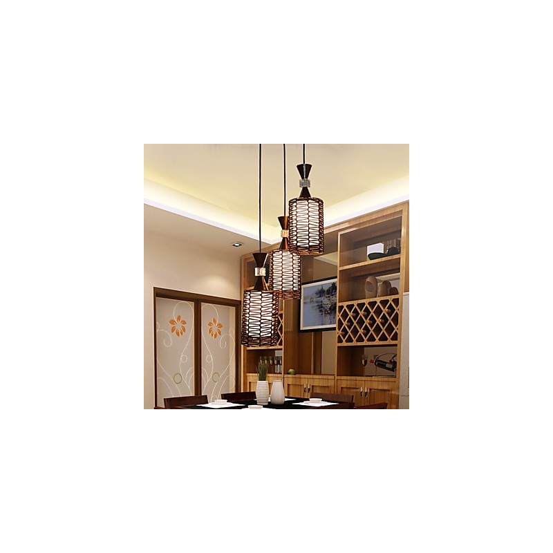 Lampada a sospensione Droplight in canna intrecciata a mano