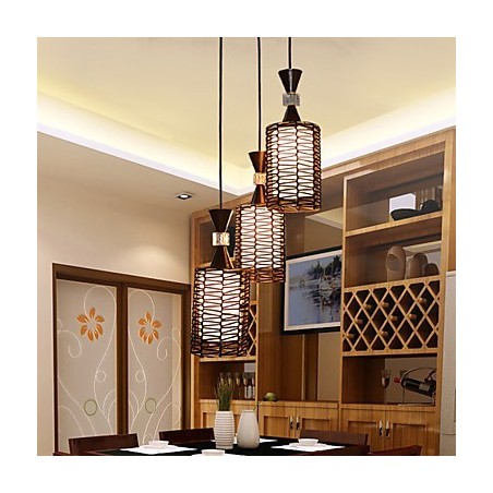 Lampada a sospensione Droplight in canna intrecciata a mano