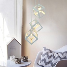 Lampada a sospensione mini retrò in metallo nero verniciato, 3 luci E26/E27