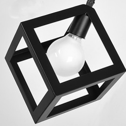 Lampada a sospensione mini retrò in metallo nero verniciato, 3 luci E26/E27