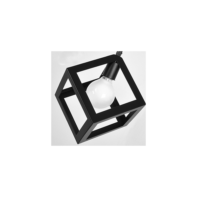 Lampada a sospensione mini retrò in metallo nero verniciato, 3 luci E26/E27