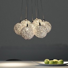 Lampada a sospensione mini moderna contemporanea in metallo elettroplaccato 7 luci G4