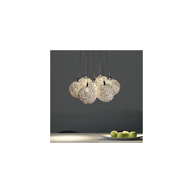 Lampada a sospensione mini moderna contemporanea in metallo elettroplaccato 7 luci G4