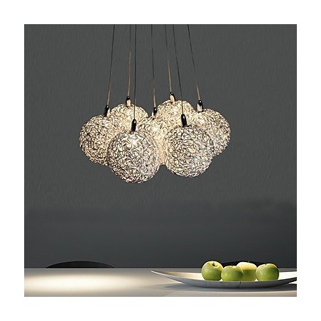 Lampada a sospensione mini moderna contemporanea in metallo elettroplaccato 7 luci G4