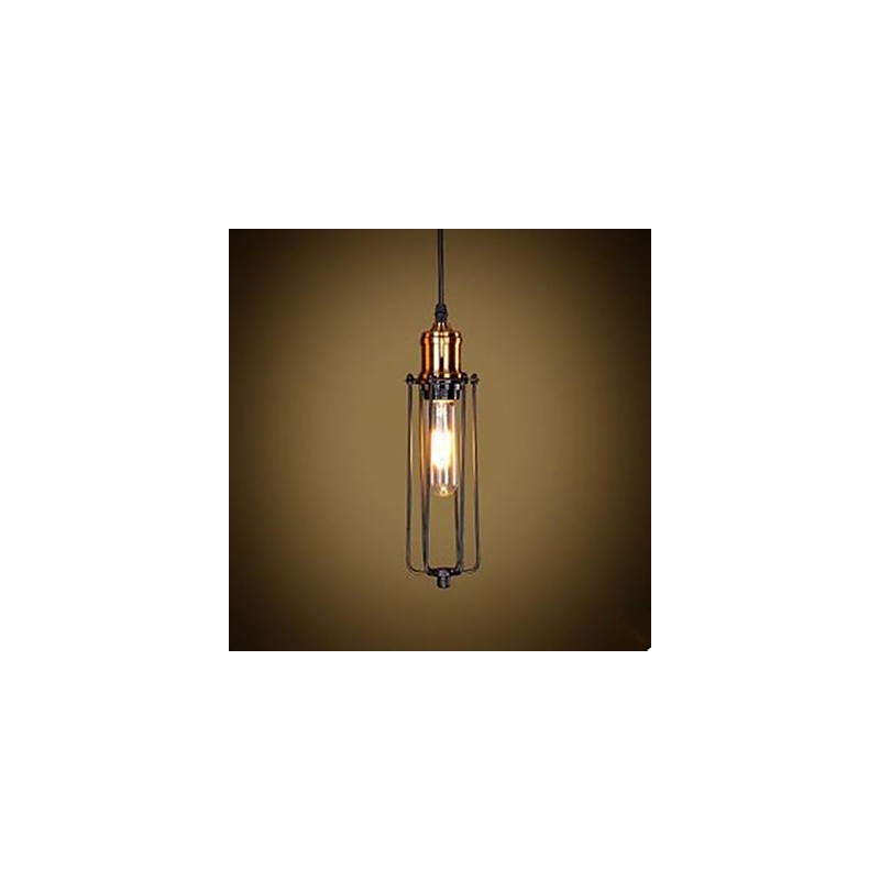Lampada a sospensione industriale retrò nordamericana nera in metallo