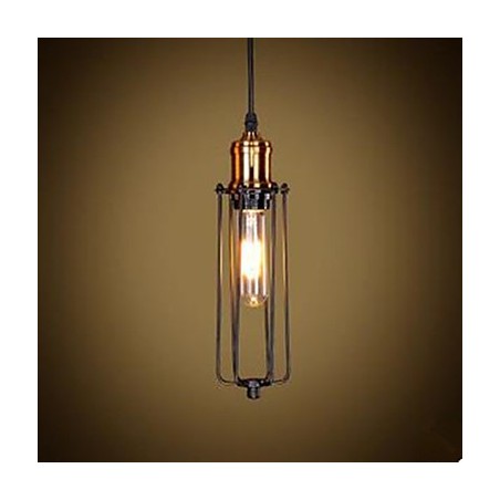 Lampada a sospensione industriale retrò nordamericana nera in metallo