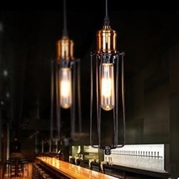 Lampada a sospensione industriale retrò nordamericana nera in metallo