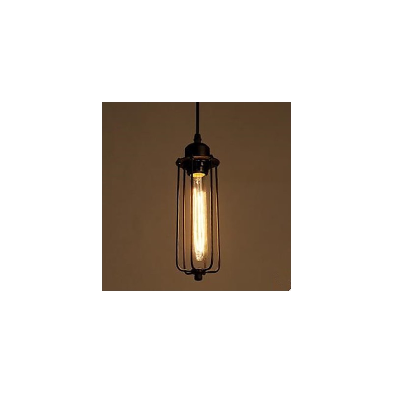Lampada a sospensione industriale retrò nordamericana nera in metallo