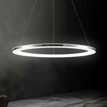 Lampada a sospensione LED moderna contemporanea in metallo bianco, telecomando