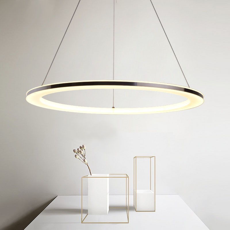 Lampada a sospensione LED moderna contemporanea in metallo bianco, telecomando