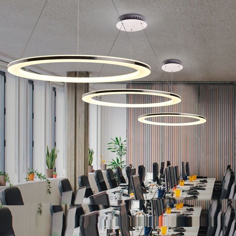 Lampada a sospensione LED moderna contemporanea in metallo bianco, telecomando
