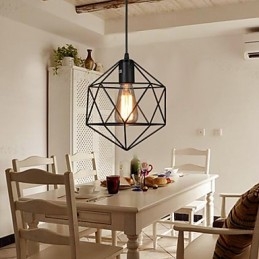 Lampadario a sospensione geometrico in ferro battuto e metallo, 1 lampadina E26/E27