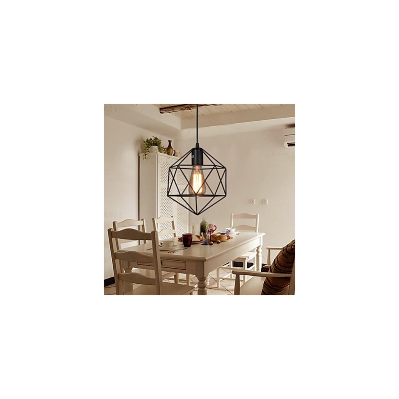 Lampadario a sospensione geometrico in ferro battuto e metallo, 1 lampadina E26/E27
