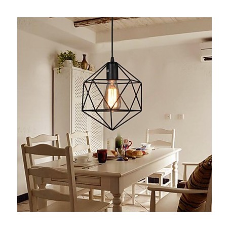 Lampadario a sospensione geometrico in ferro battuto e metallo, 1 lampadina E26/E27