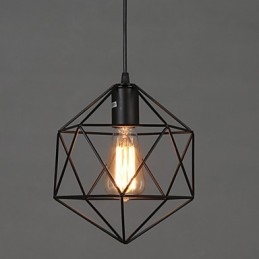 Lampadario a sospensione geometrico in ferro battuto e metallo, 1 lampadina E26/E27