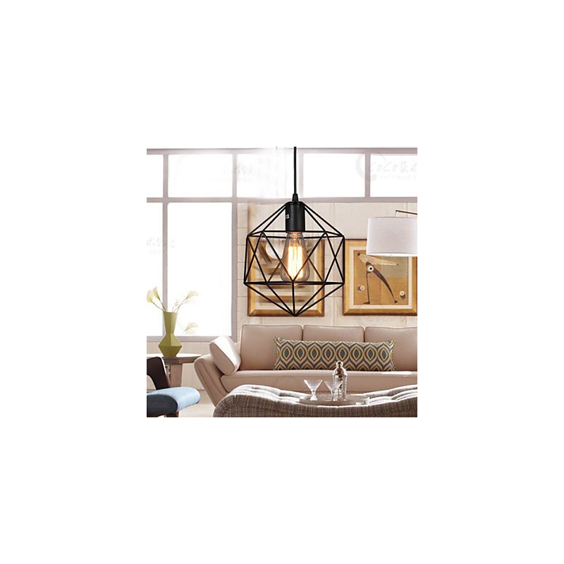 Lampadario a sospensione geometrico in ferro battuto e metallo, 1 lampadina E26/E27