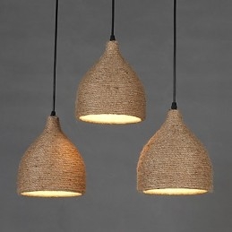Country Lofts Lampada a sospensione a goccia piccola a testa singola in corda di canapa