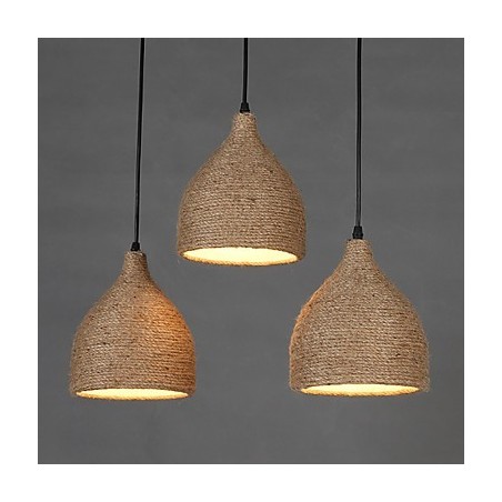 Country Lofts Lampada a sospensione a goccia piccola a testa singola in corda di canapa