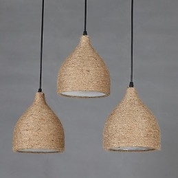Country Lofts Lampada a sospensione a goccia piccola a testa singola in corda di canapa