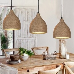 Country Lofts Lampada a sospensione a goccia piccola a testa singola in corda di canapa