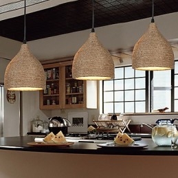 Country Lofts Lampada a sospensione a goccia piccola a testa singola in corda di canapa