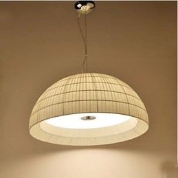 Lampada a sospensione in tessuto bianca retrò