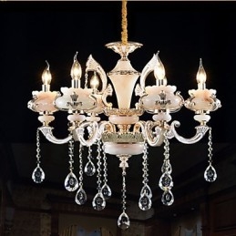 Lampadario classico europeo in lega di zinco e giada dorata