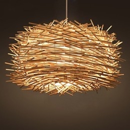 Lampada a sospensione in rattan intrecciato Denss marrone
