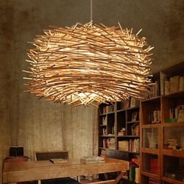 Lampada a sospensione in rattan intrecciato Denss marrone