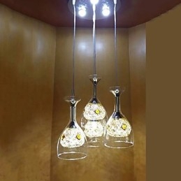 Lampada a sospensione moderna contemporanea in vetro, LED integrato 5 W, argento/oro