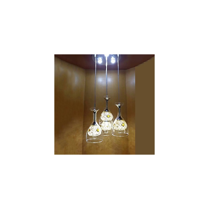 Lampada a sospensione moderna contemporanea in vetro, LED integrato 5 W, argento/oro