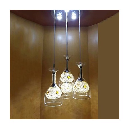 Lampada a sospensione moderna contemporanea in vetro, LED integrato 5 W, argento/oro