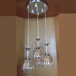 Lampada a sospensione moderna contemporanea in vetro, LED integrato 5 W, argento/oro