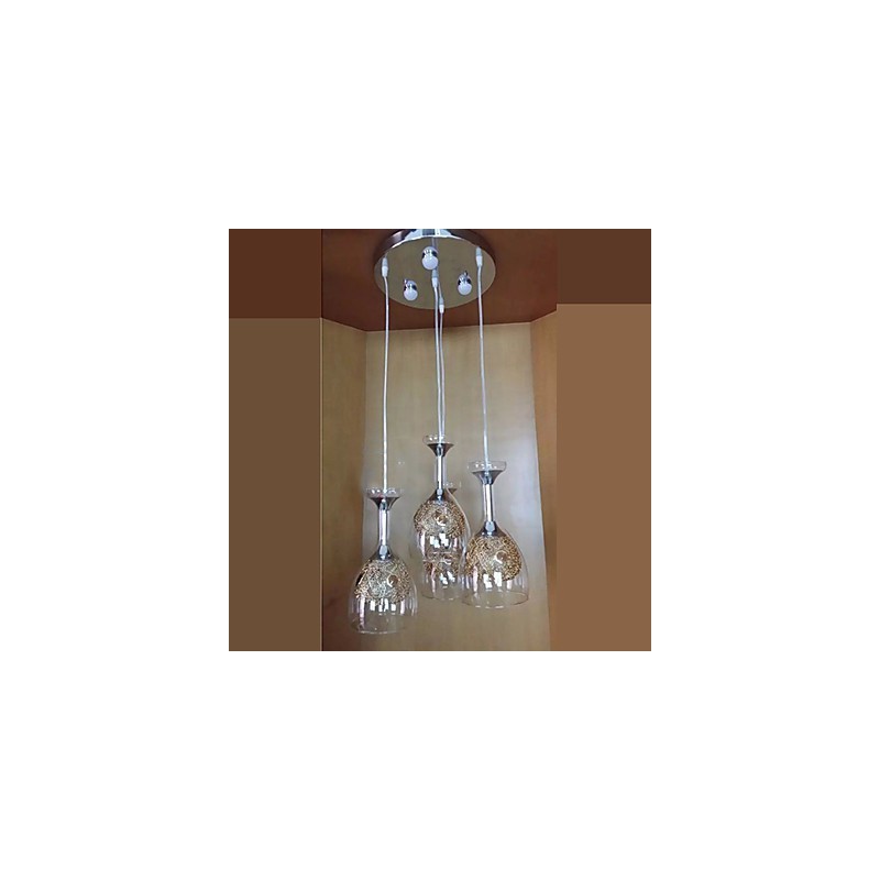 Lampada a sospensione moderna contemporanea in vetro, LED integrato 5 W, argento/oro